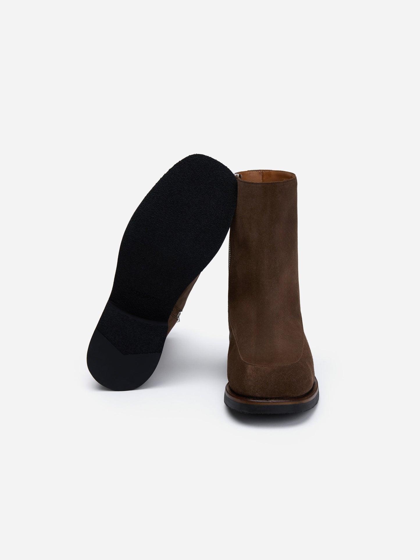 Square Toe Side Zip Boot Mushroom Suede