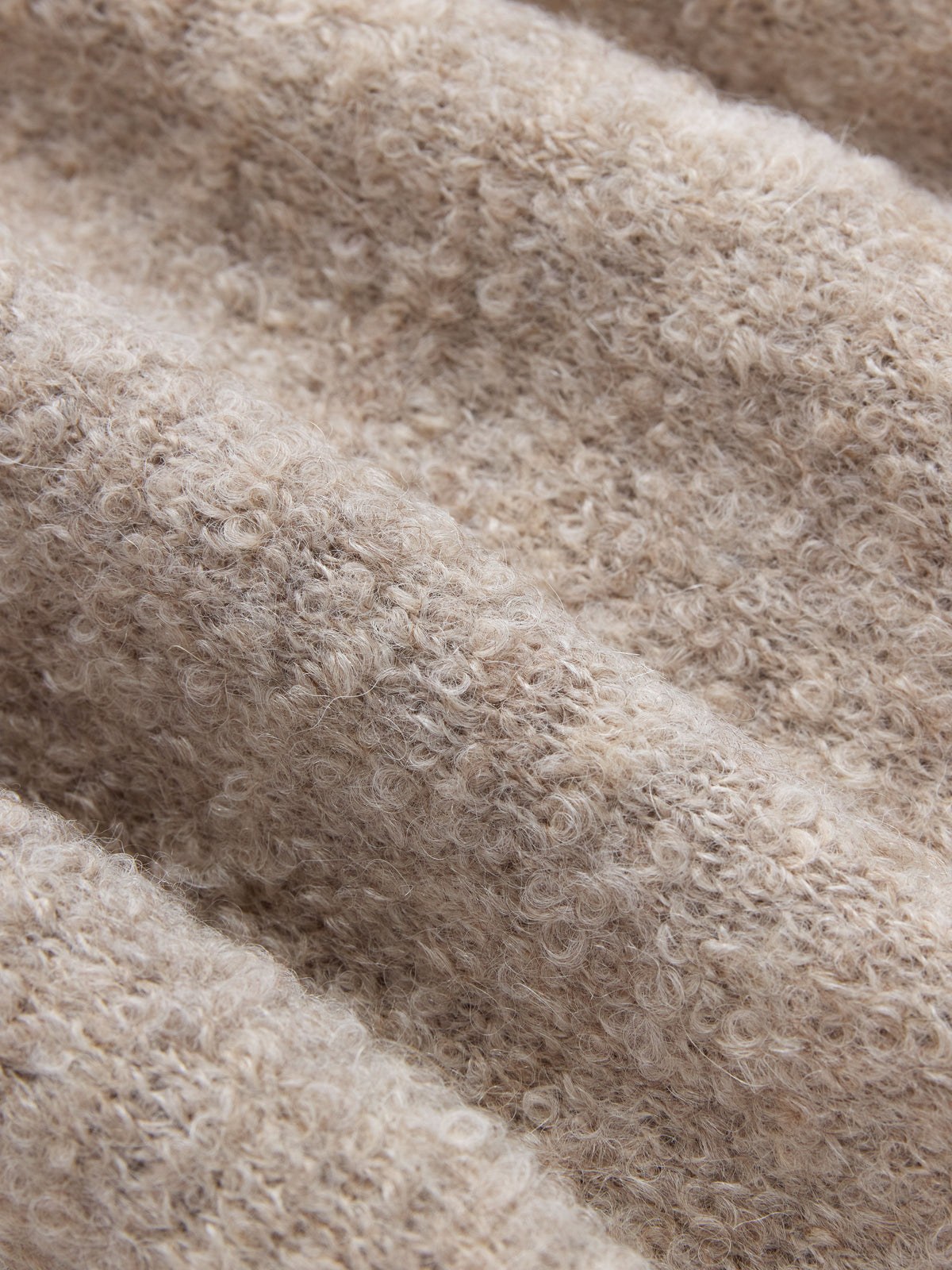 V-Neck Cardigan Khaki Boucle Alpaca