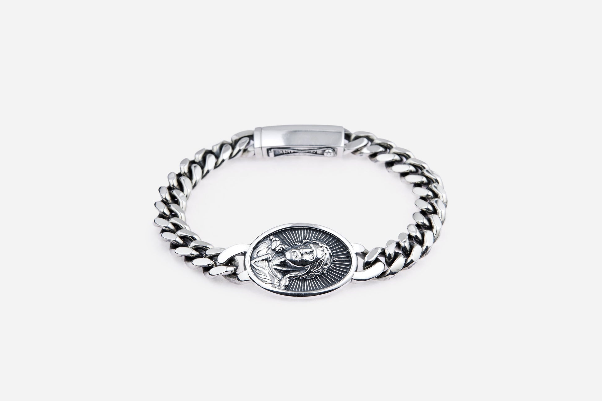 "Jesus Peace" Cuban Bracelet Sterling Silver