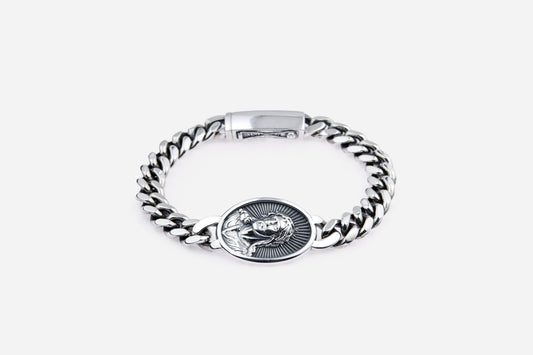 "Jesus Peace" Cuban Bracelet Sterling Silver