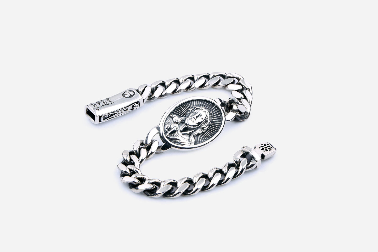 "Jesus Peace" Cuban Bracelet Sterling Silver