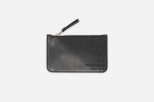 Zip Pouch Black Cowhide
