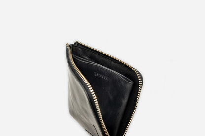 Zip Wallet Black Cowhide
