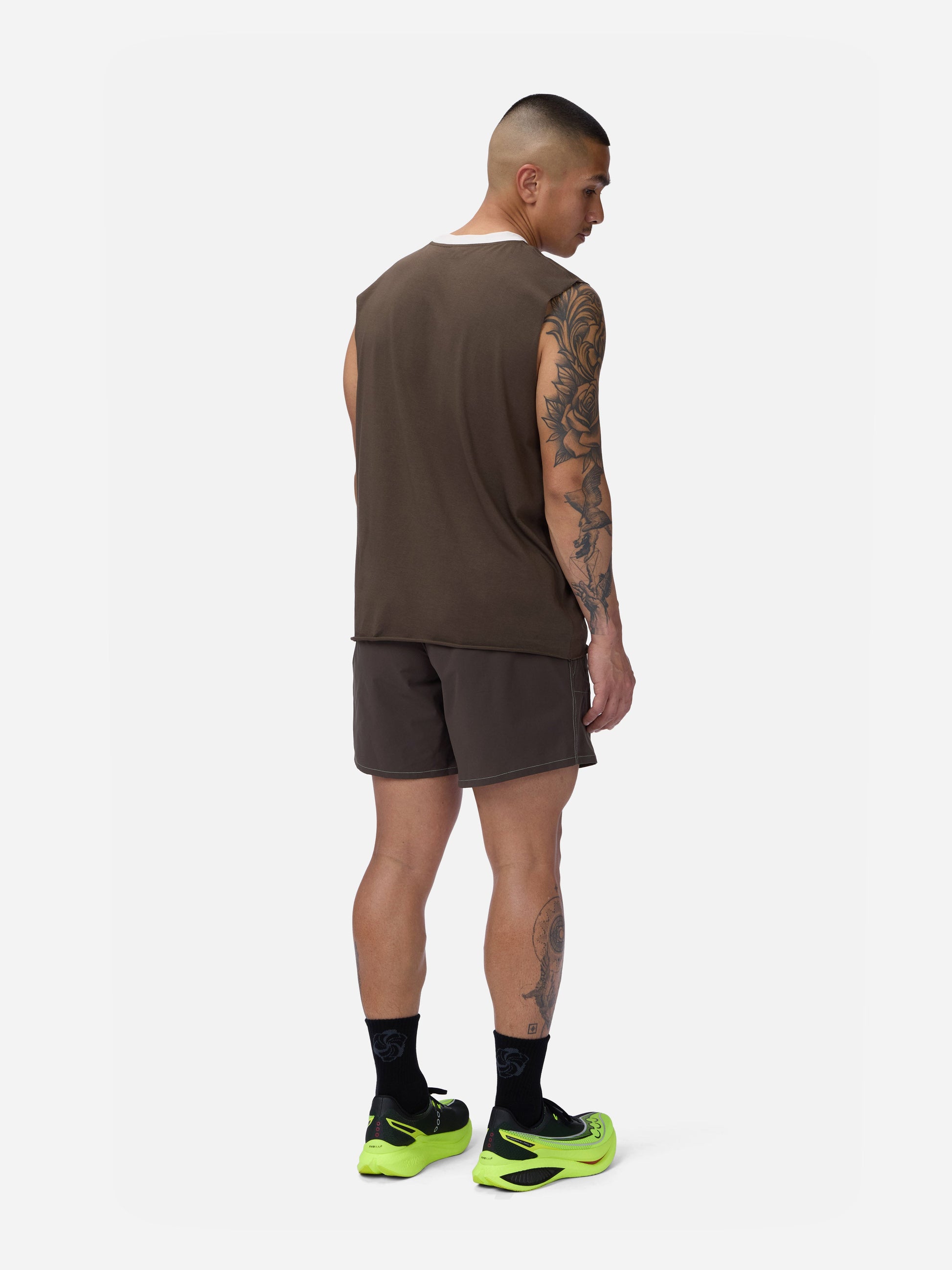 Training Cutoff Tee Brown/White Ringer
