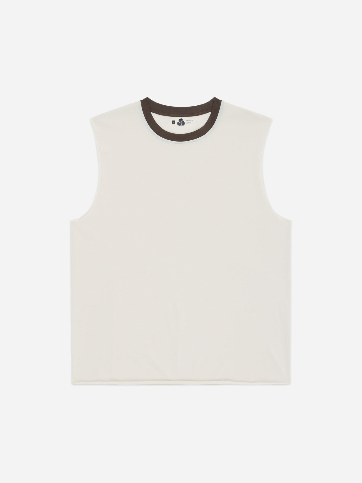 Training Cutoff Tee White/Brown Ringer