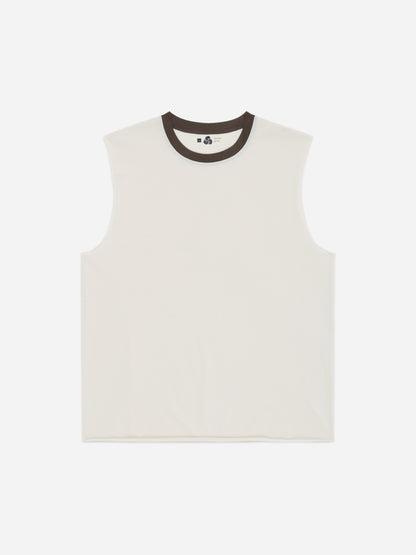 Training Cutoff Tee White/Brown Ringer