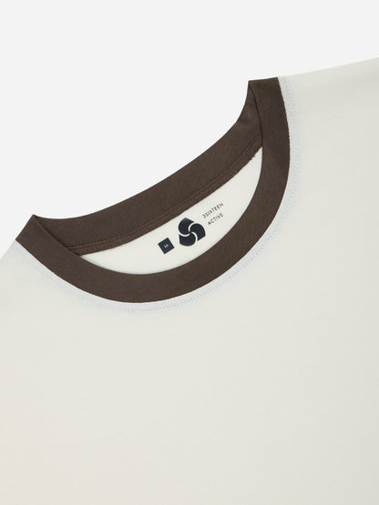 Training Cutoff Tee White/Brown Ringer