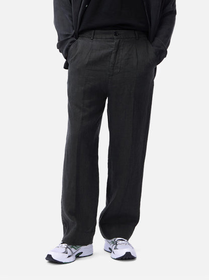 Pleated Trouser Black Linen