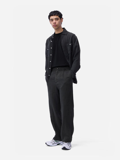 Pleated Trouser Black Linen