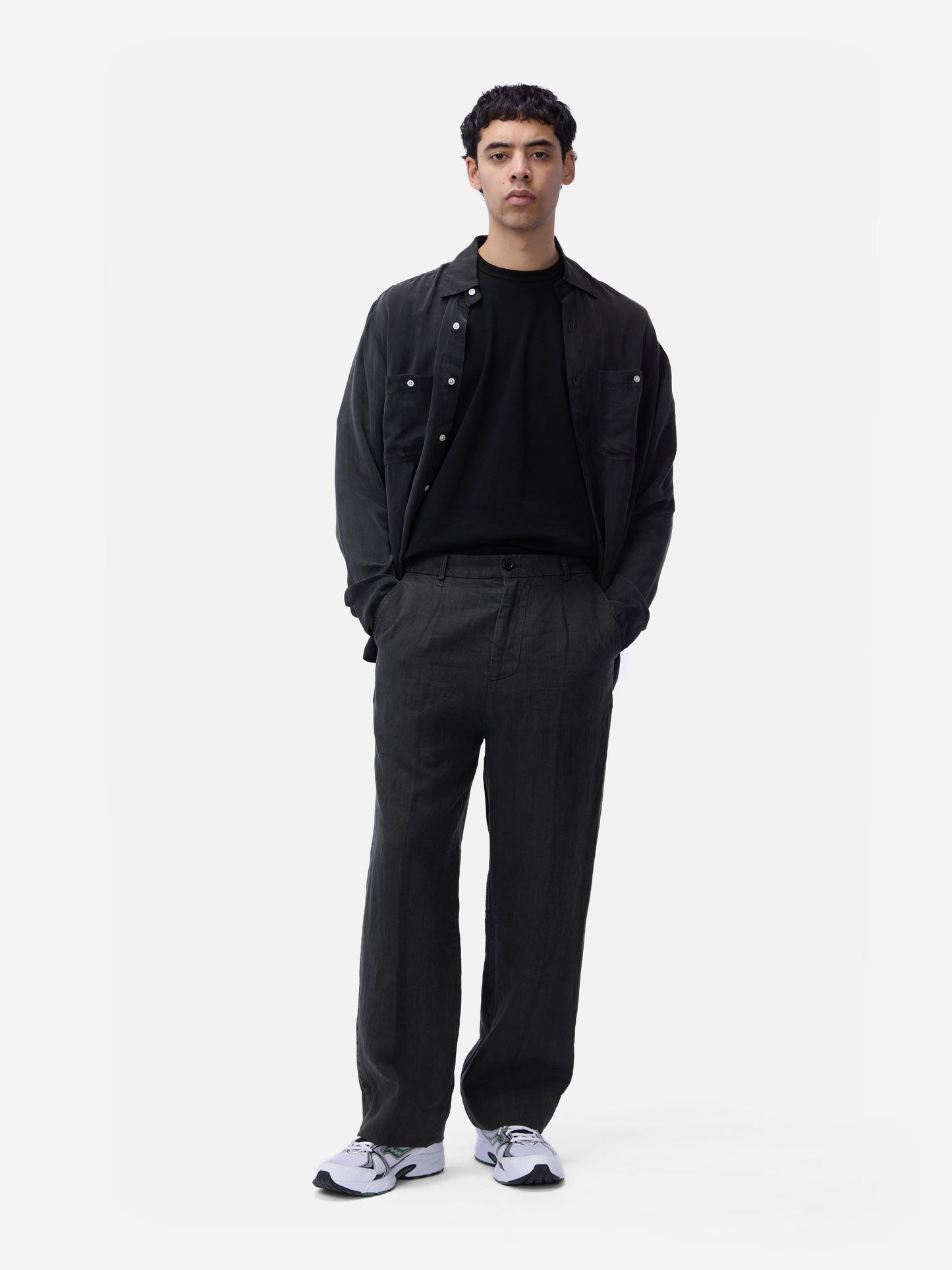Pleated Trouser Black Linen