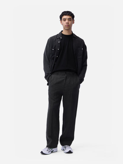 Pleated Trouser Black Linen