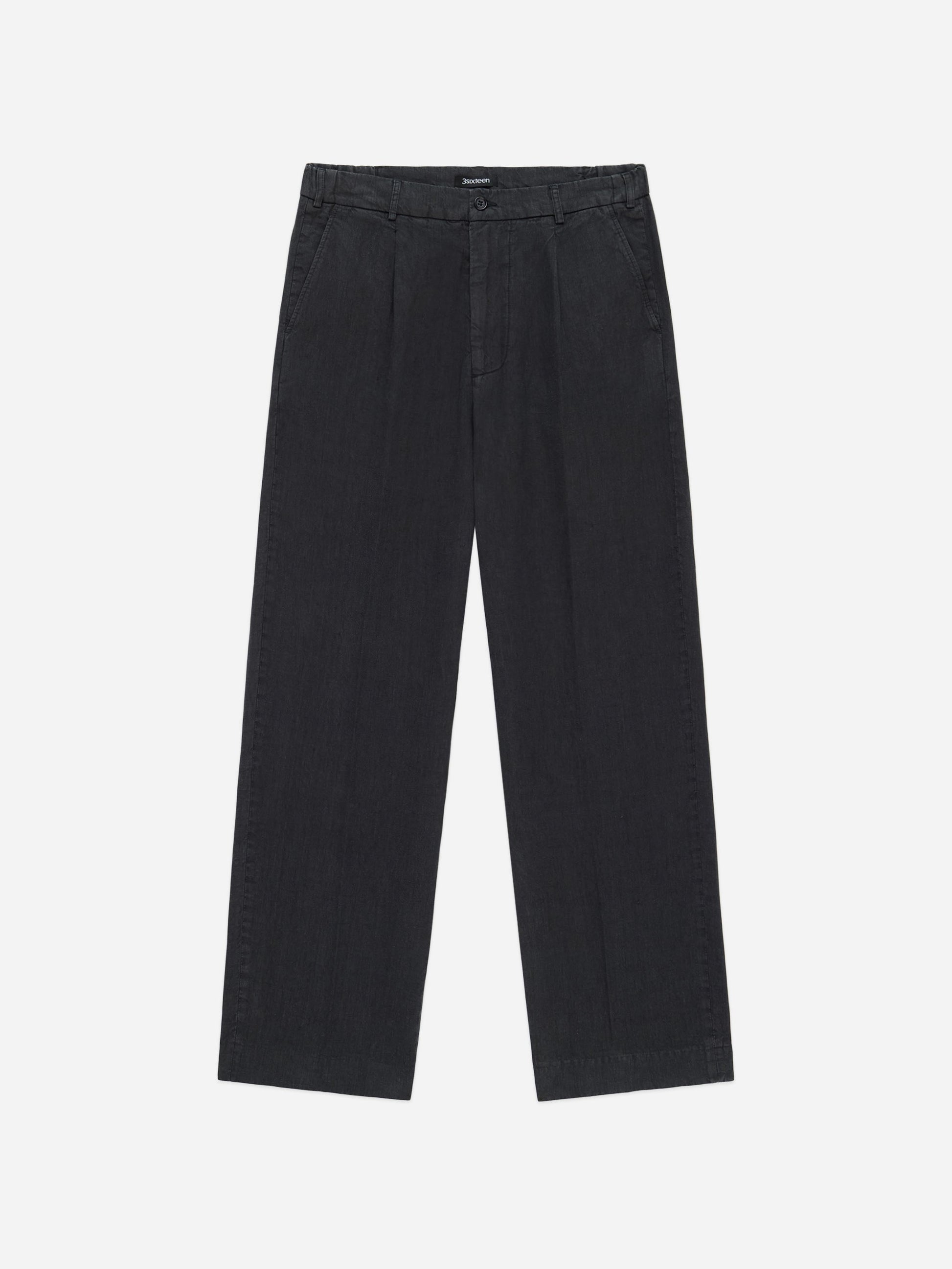 Pleated Trouser Black Linen