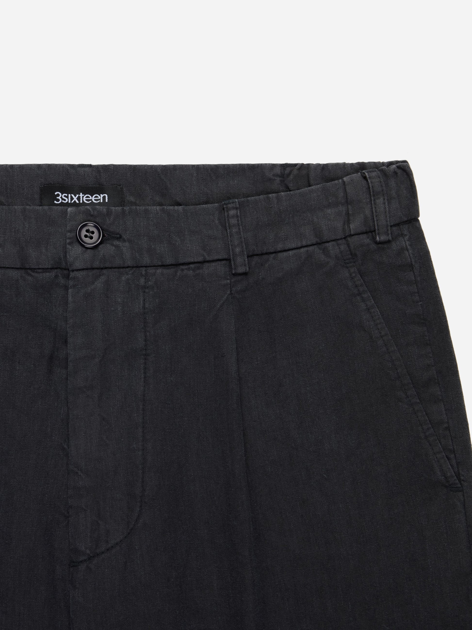Pleated Trouser Black Linen