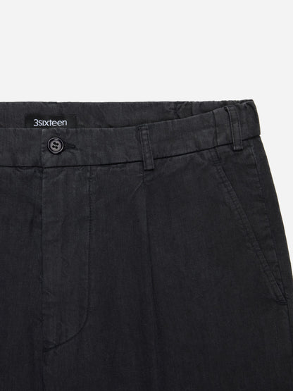 Pleated Trouser Black Linen