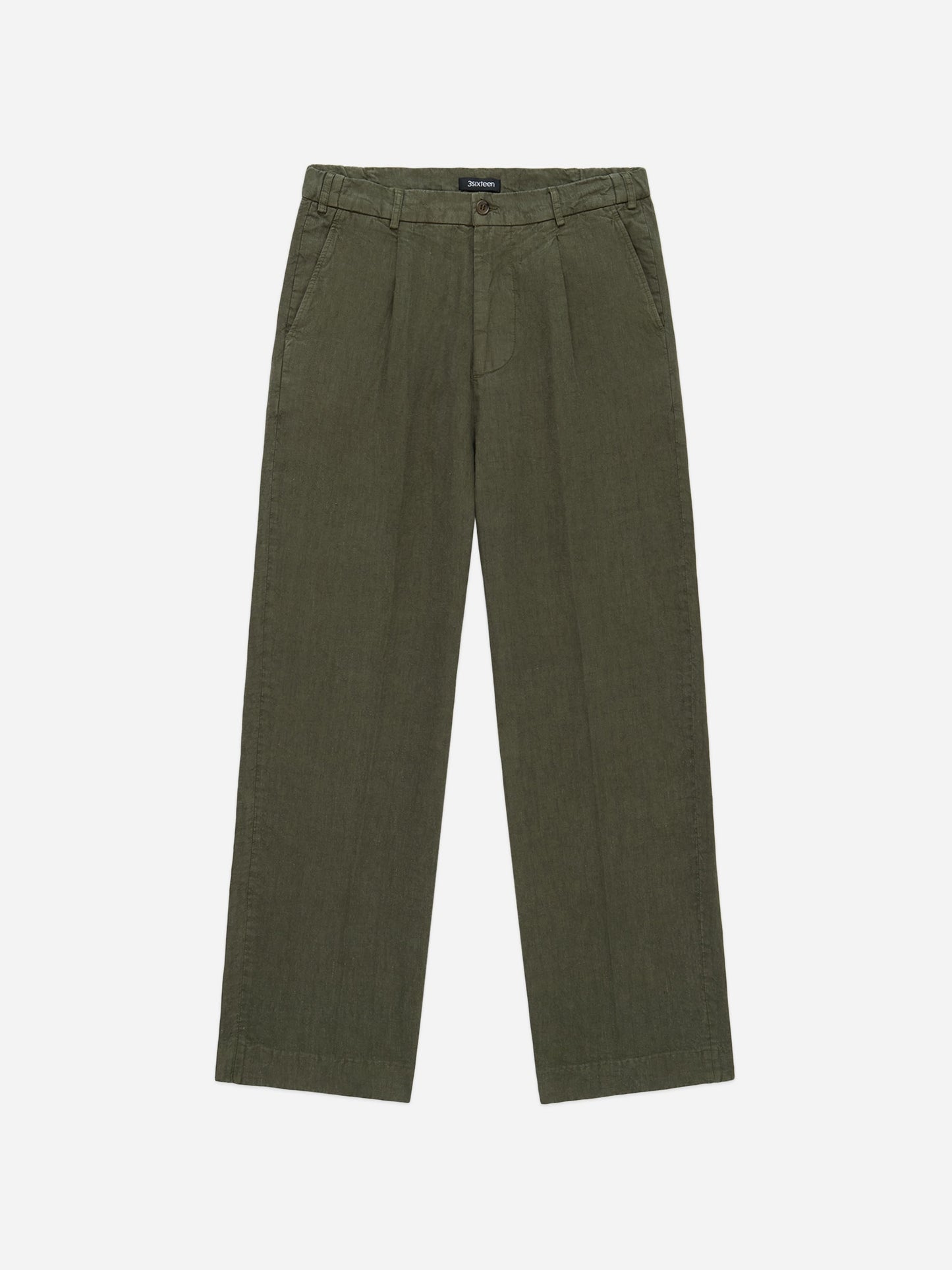 Pleated Trouser Olive Linen