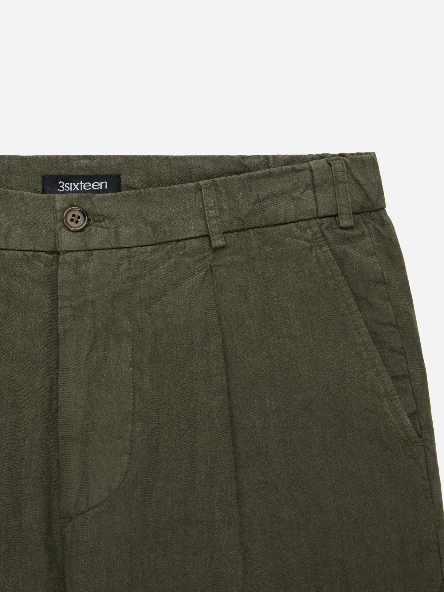 Pleated Trouser Olive Linen