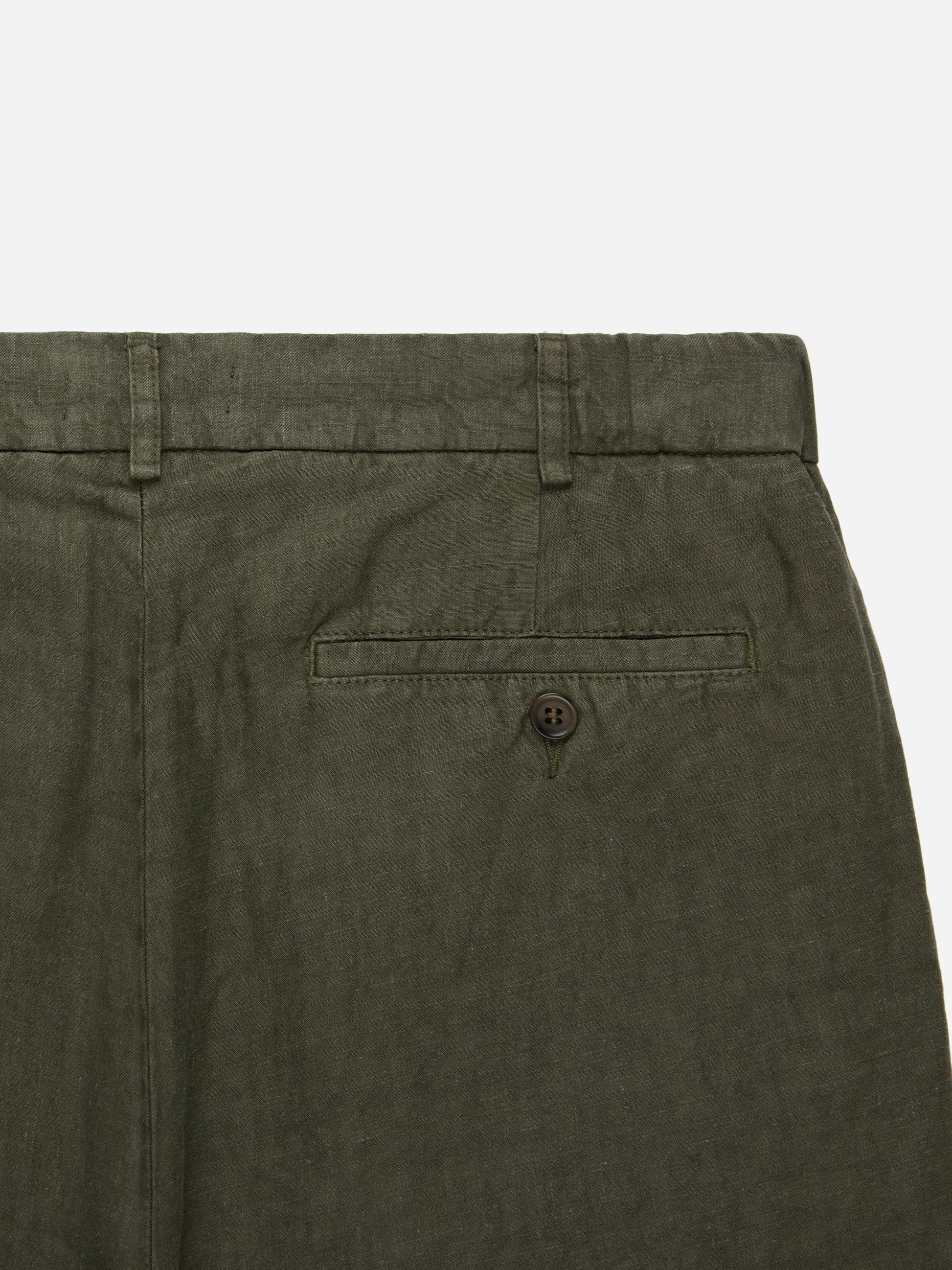 Pleated Trouser Olive Linen
