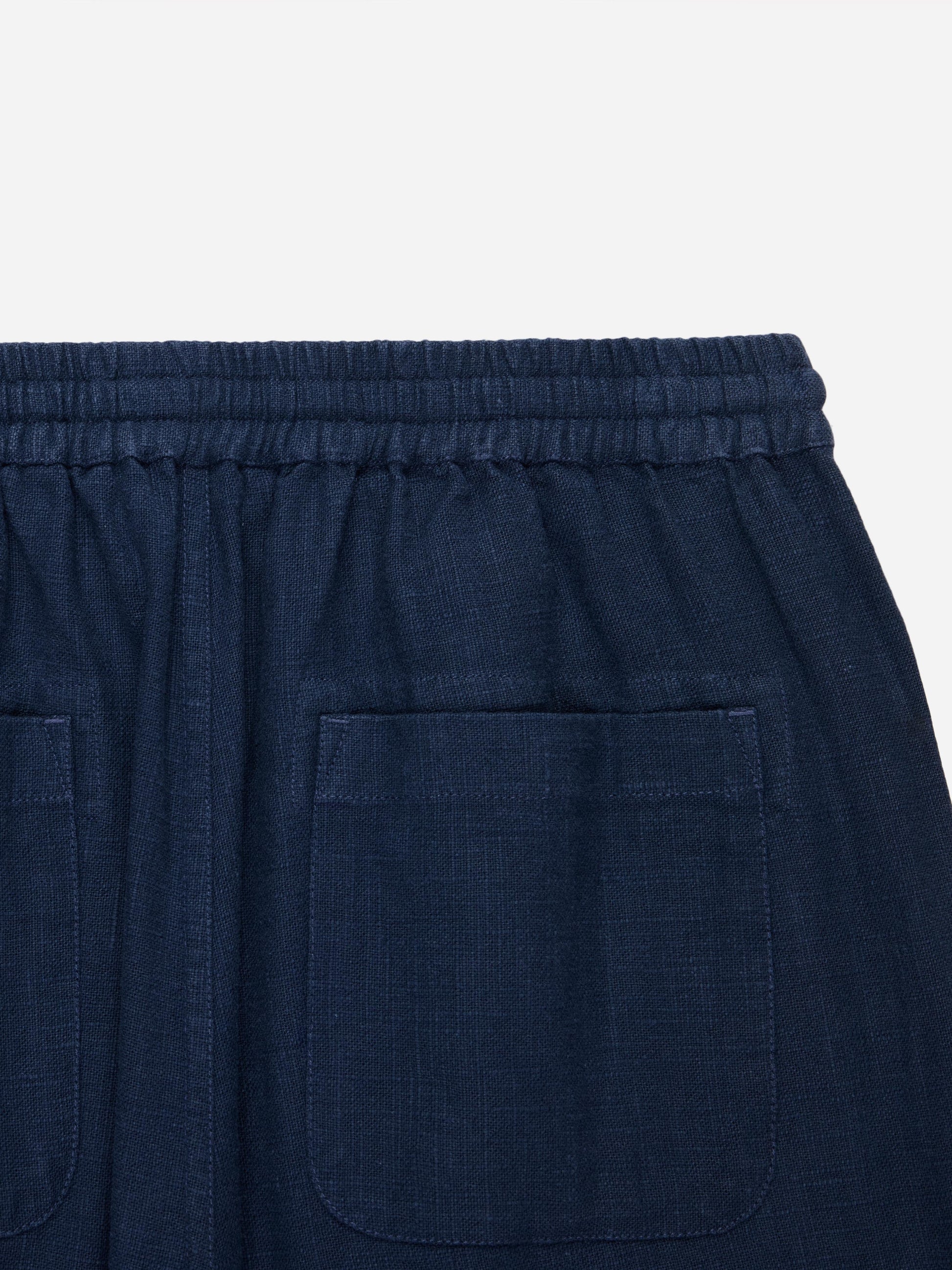 Drawstring Short Navy Linen