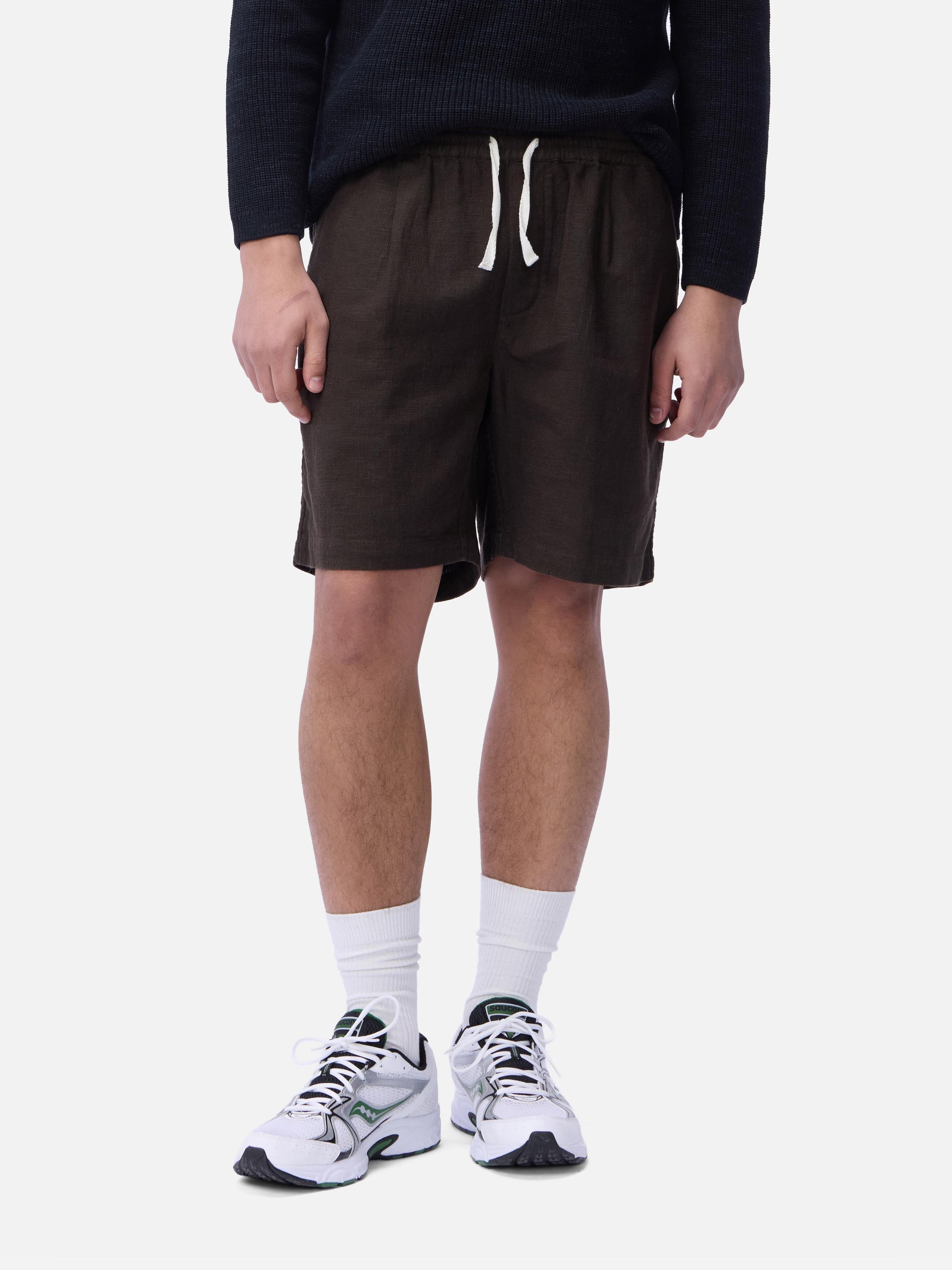 Drawstring Short Chocolate Linen