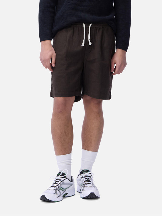 Drawstring Short Chocolate Linen