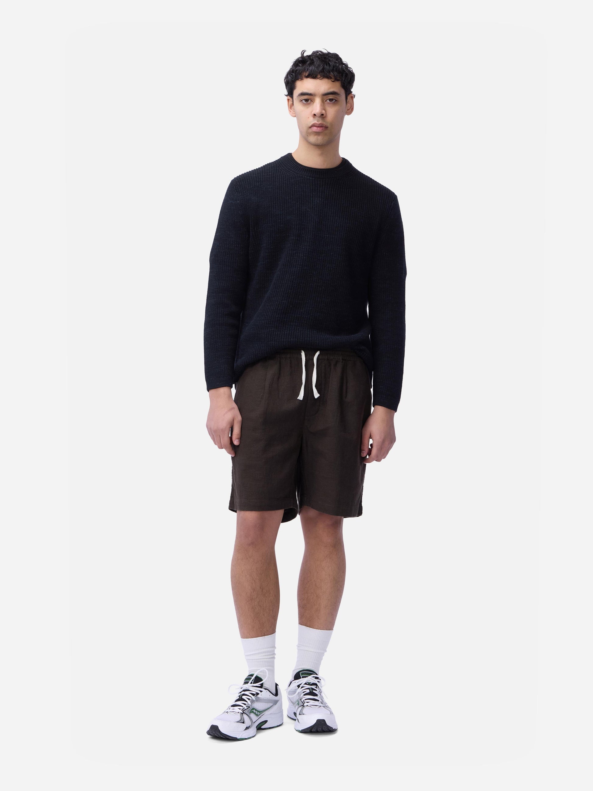 Drawstring Short Chocolate Linen