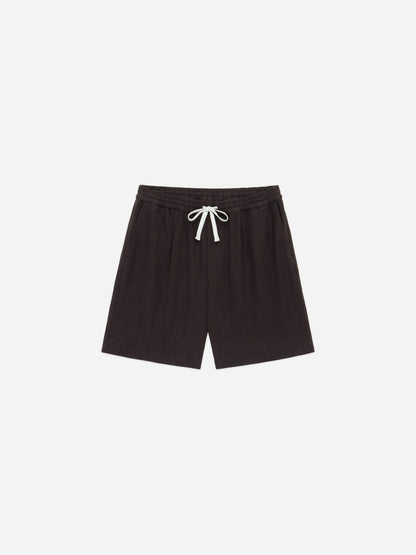 Drawstring Short Chocolate Linen