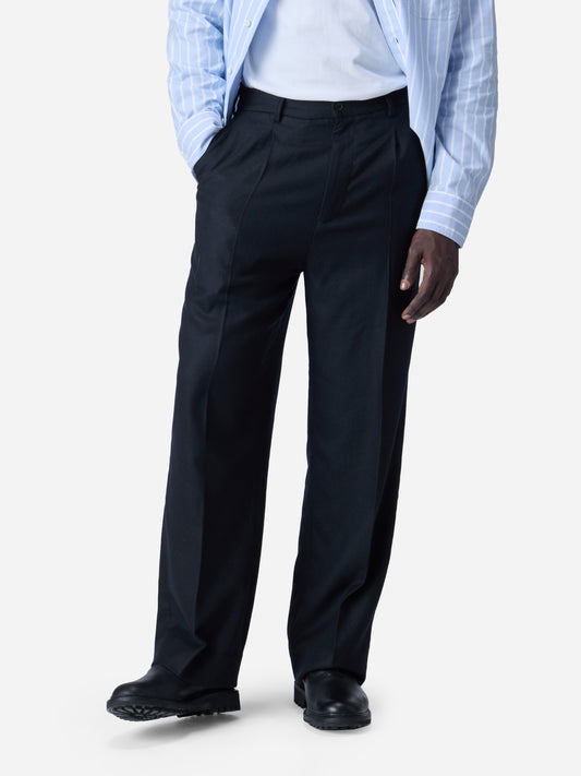 Pleated Trouser Black Wool