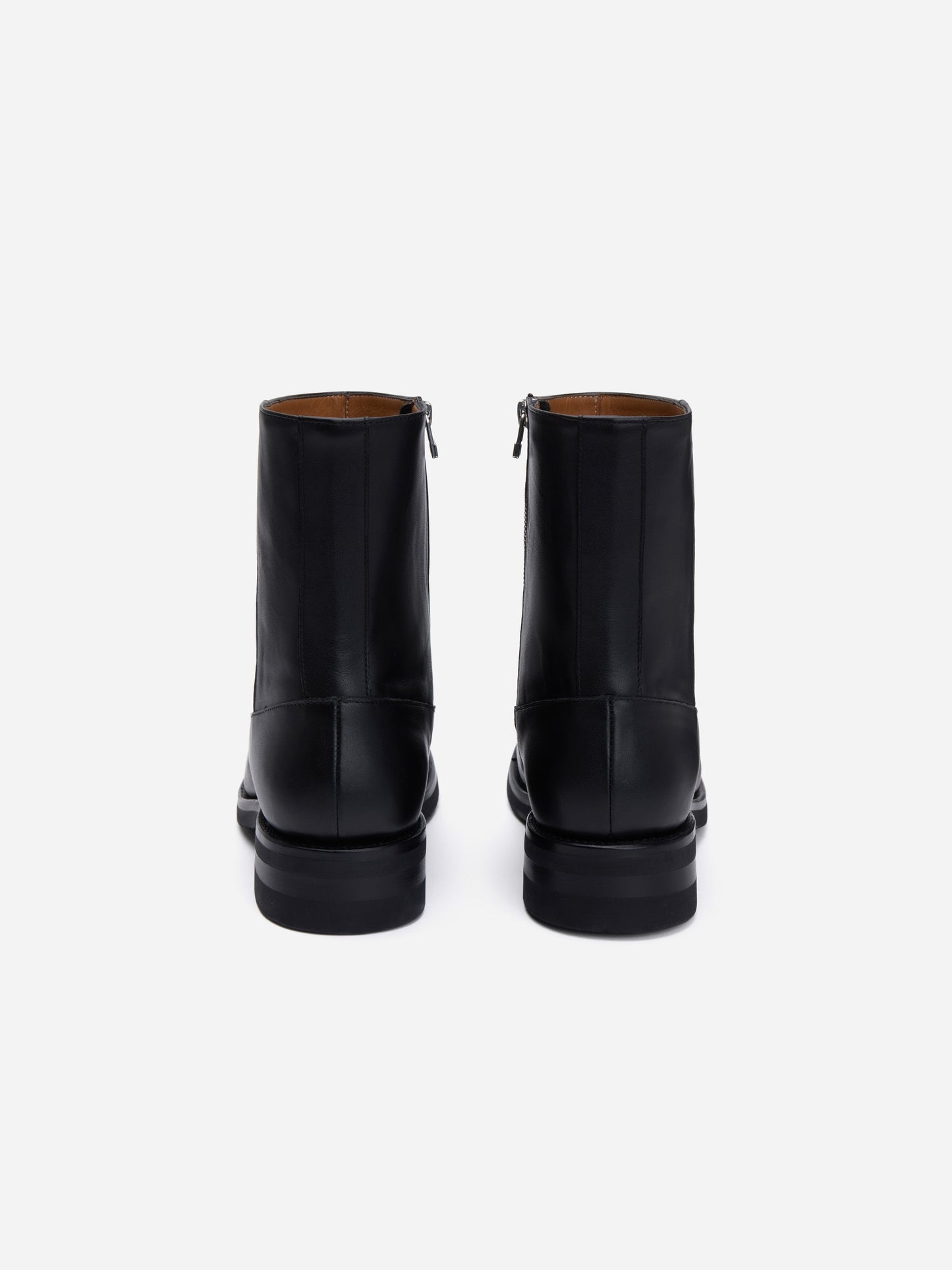 Square Toe Side Zip Boot Black Calf Leather