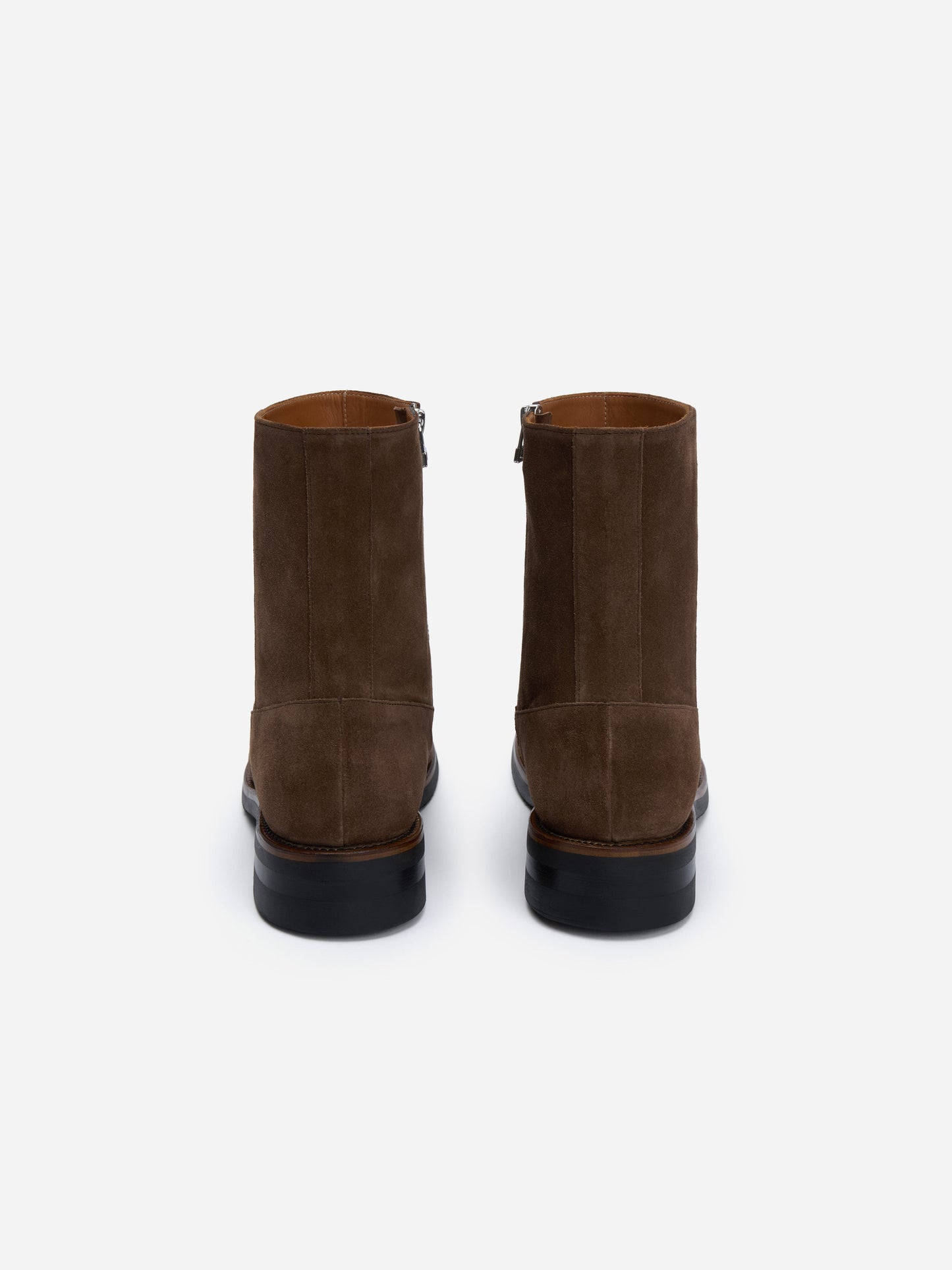 Square Toe Side Zip Boot Mushroom Suede