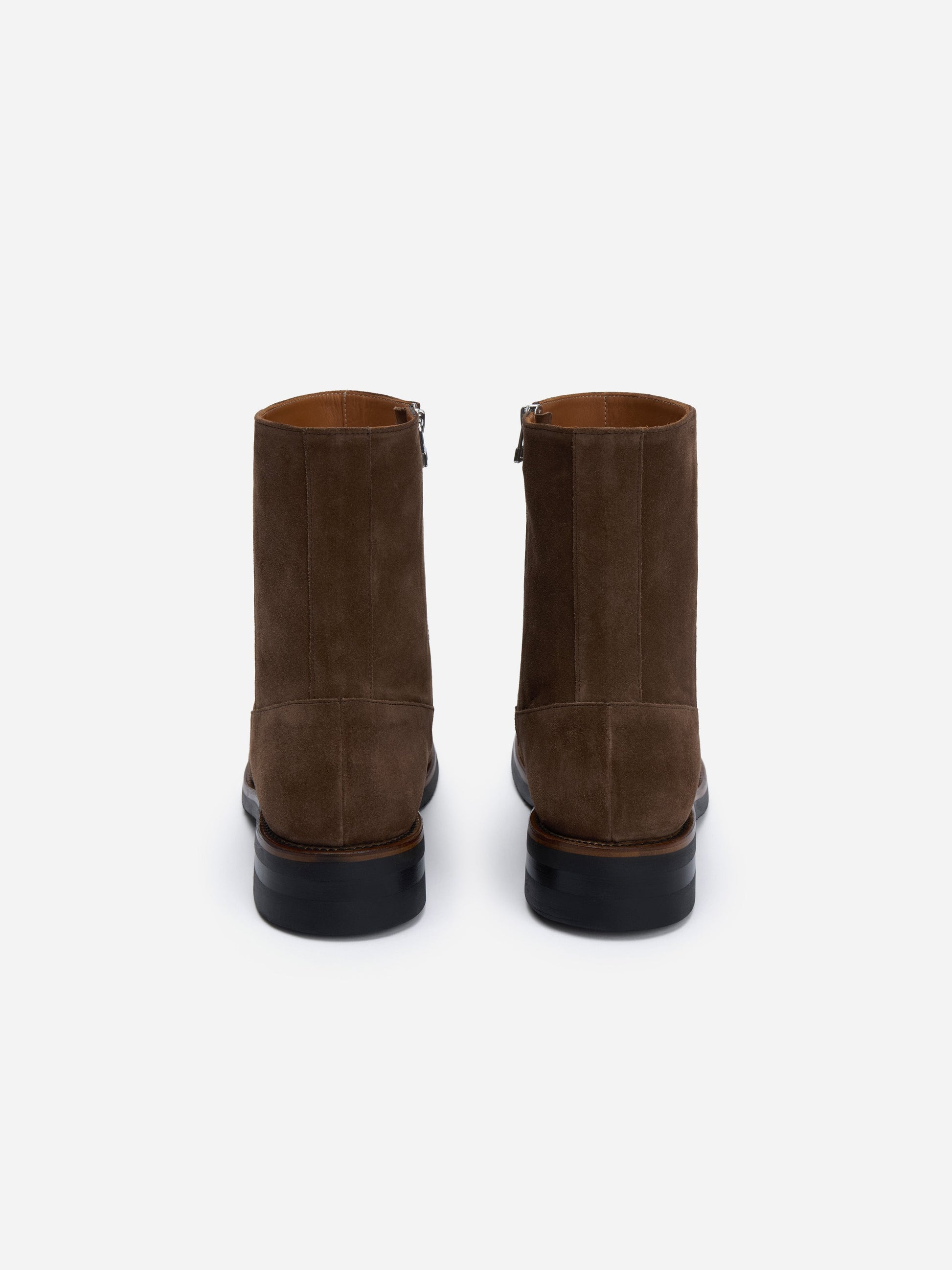 Square Toe Side Zip Boot Mushroom Suede