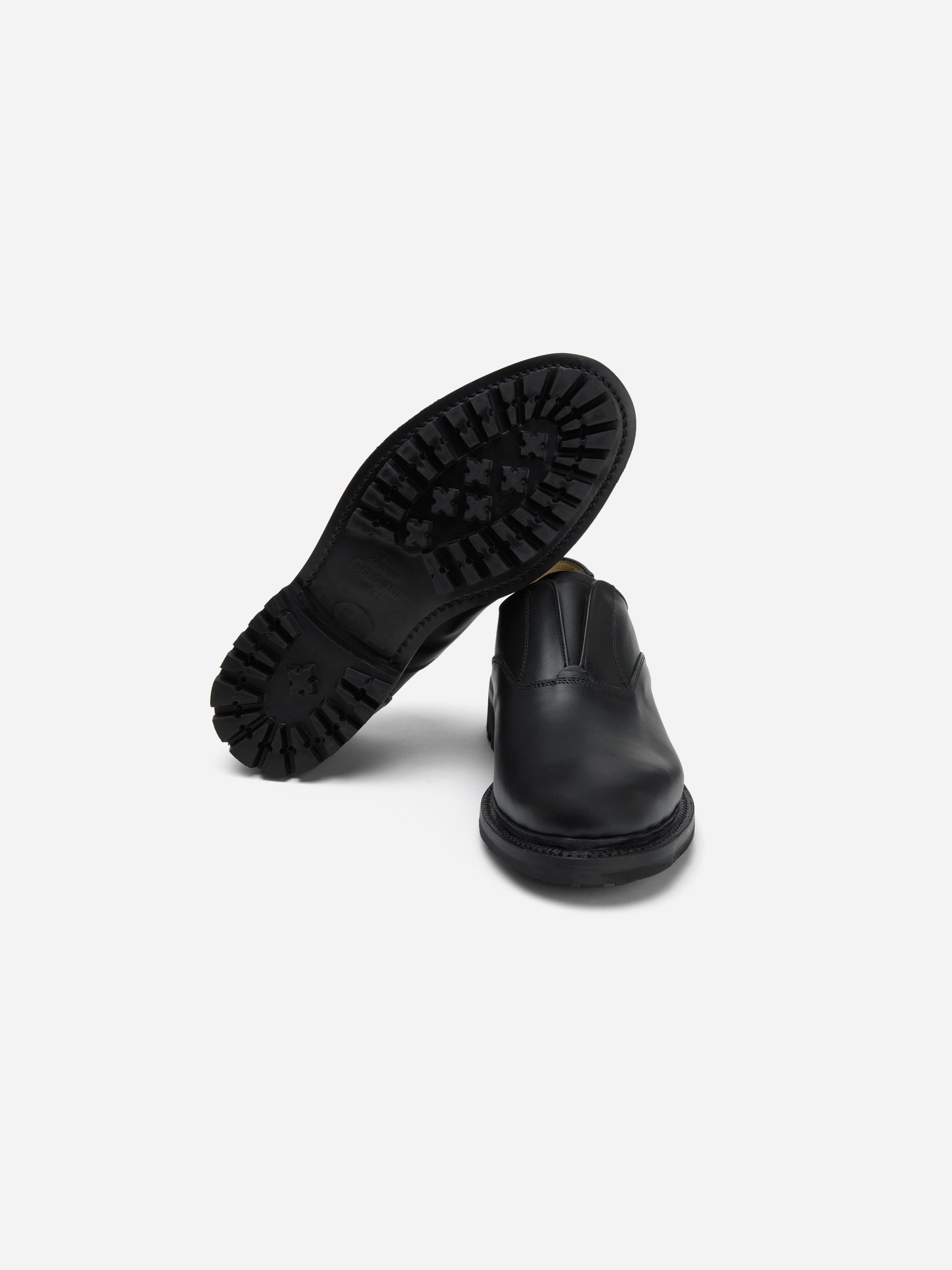 Laceless Oxford Black Waxy Leather