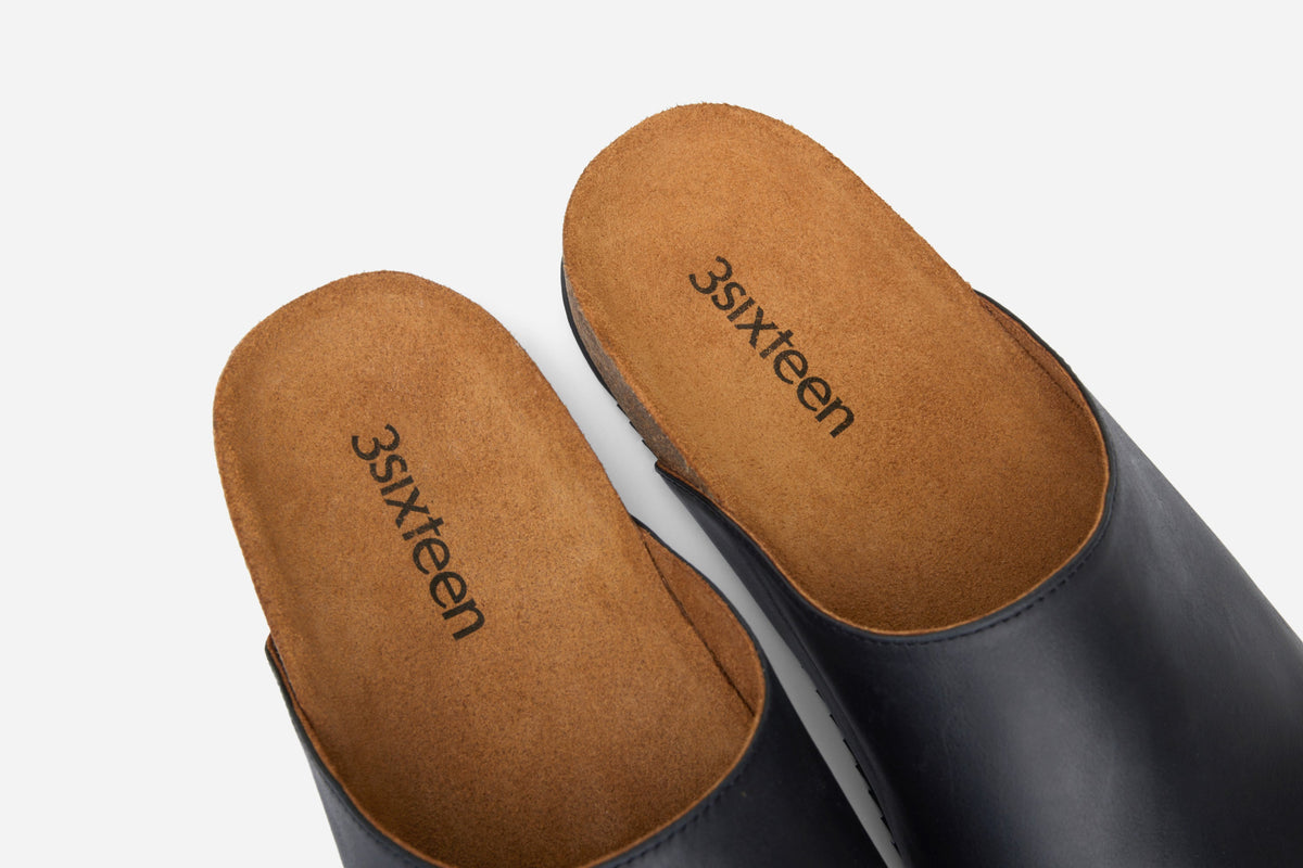 Mule Black Calf Leather