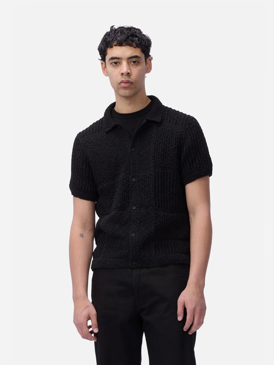 Short Sleeve Knit Shirt Black De Stijl