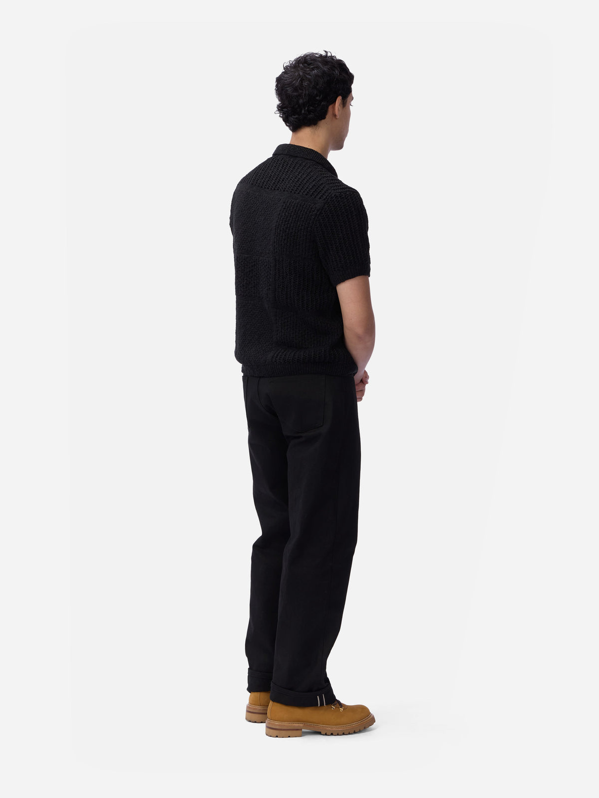 Short Sleeve Knit Shirt Black De Stijl