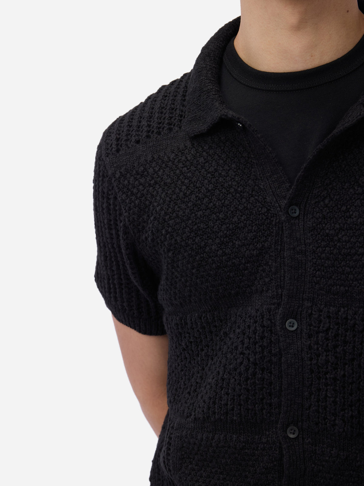 Short Sleeve Knit Shirt Black De Stijl