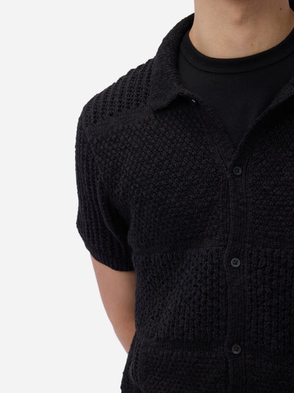 Short Sleeve Knit Shirt Black De Stijl