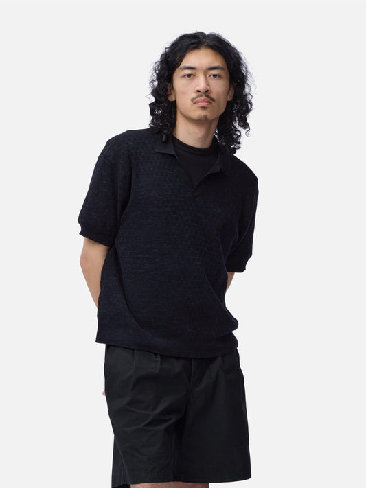 Knit Polo Vintage Black Boxweave