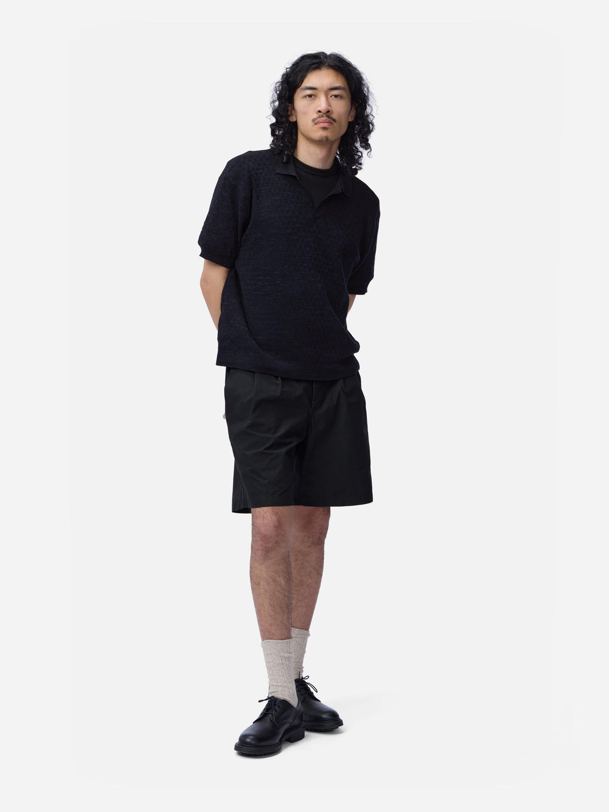 Knit Polo Vintage Black Boxweave