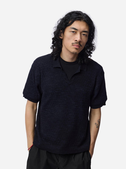Knit Polo Vintage Black Boxweave
