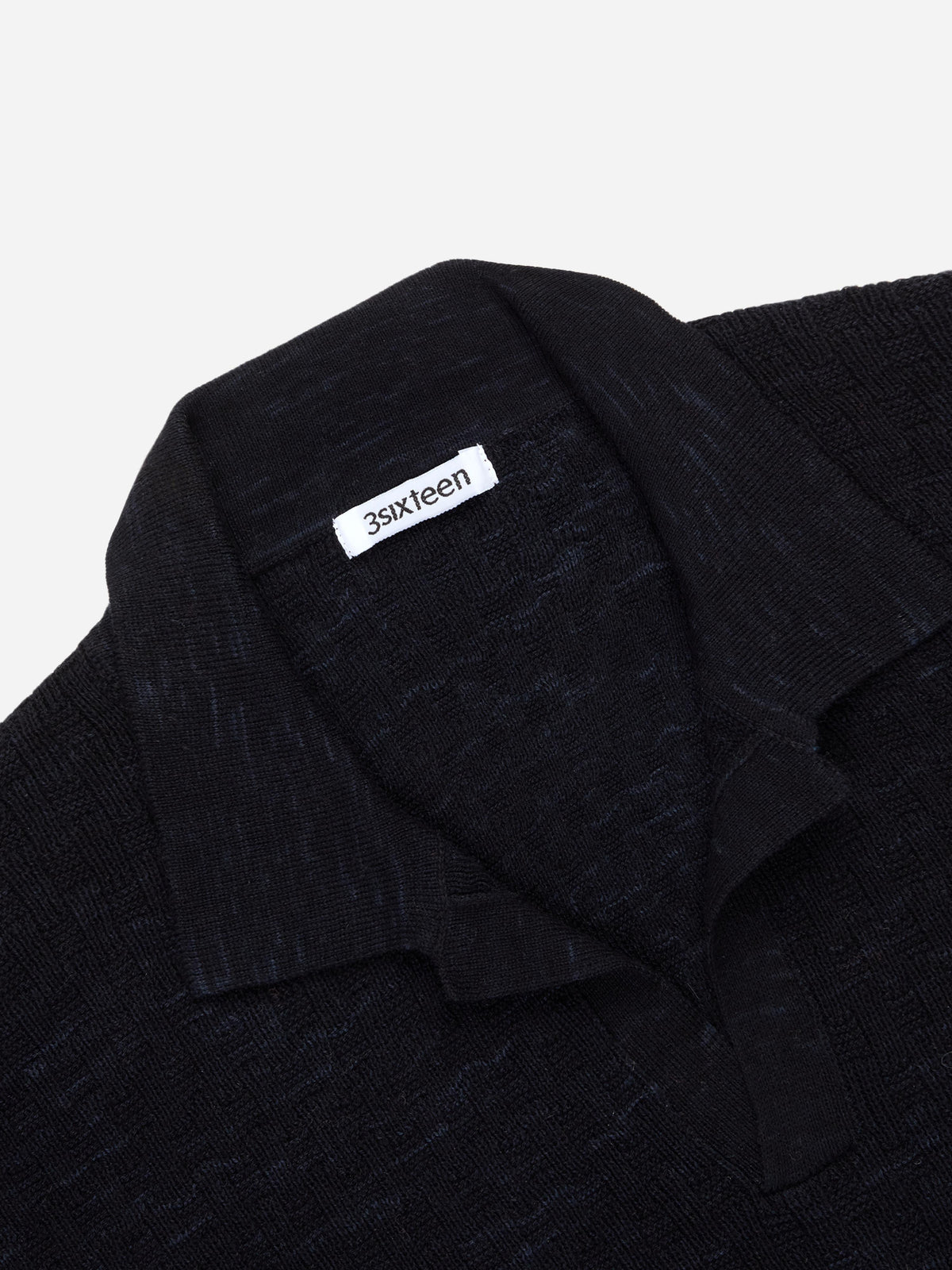 Knit Polo Vintage Black Boxweave