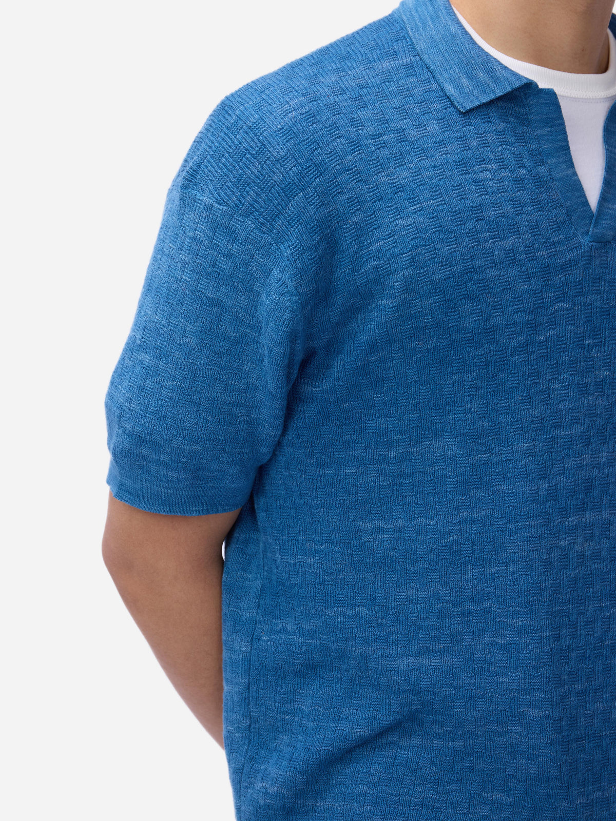 Knit Polo Vintage Blue Boxweave