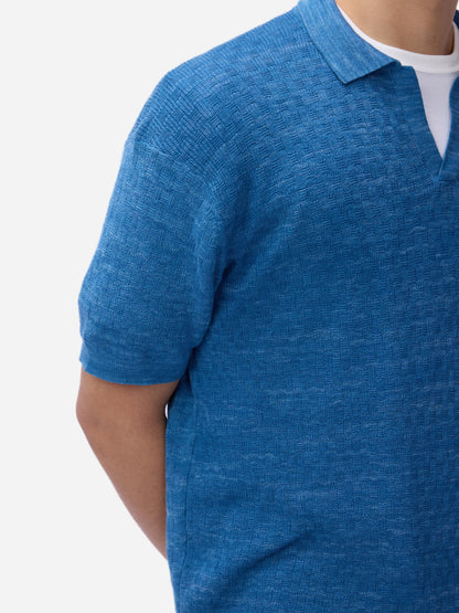 Knit Polo Vintage Blue Boxweave