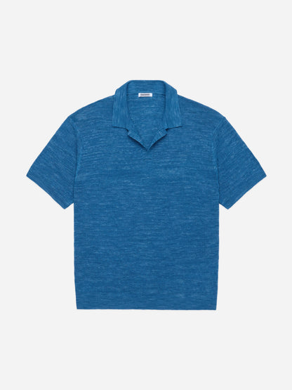 Knit Polo Vintage Blue Boxweave