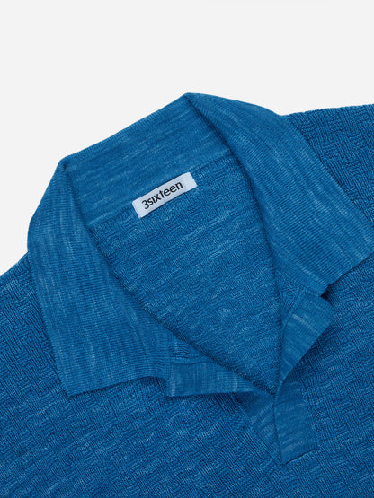 Knit Polo Vintage Blue Boxweave