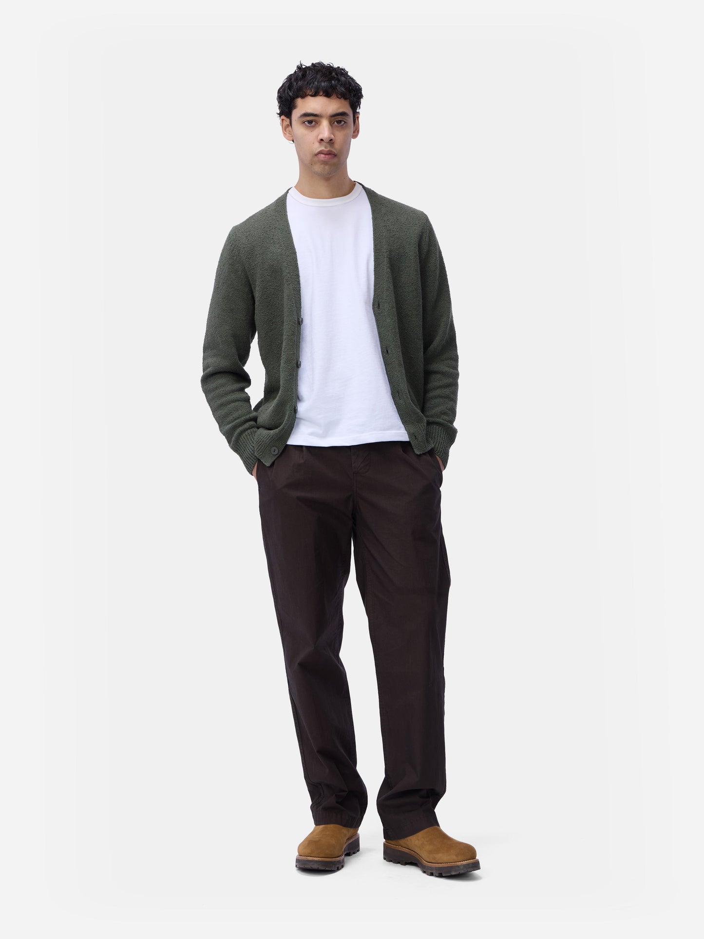 Classic Cardigan Olive Boucle