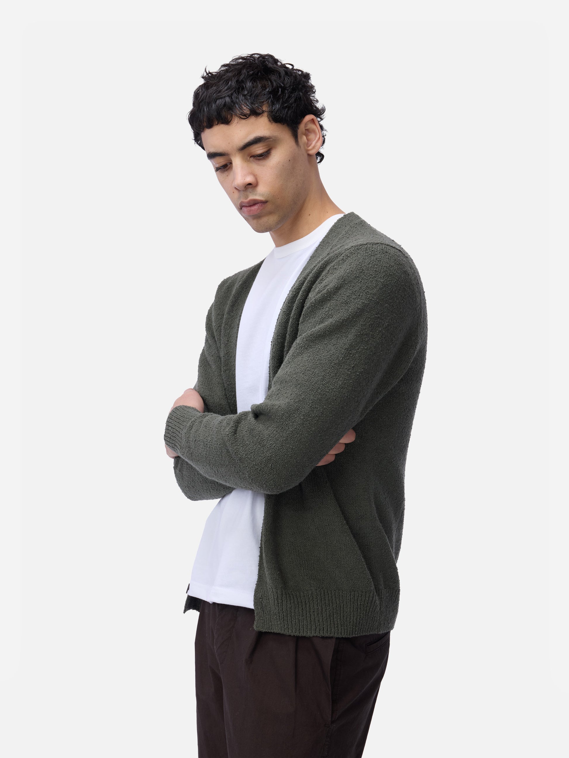 Classic Cardigan Olive Boucle