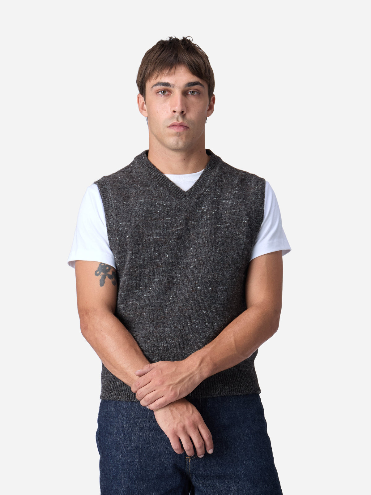Sweater Vest Pewter Tweed