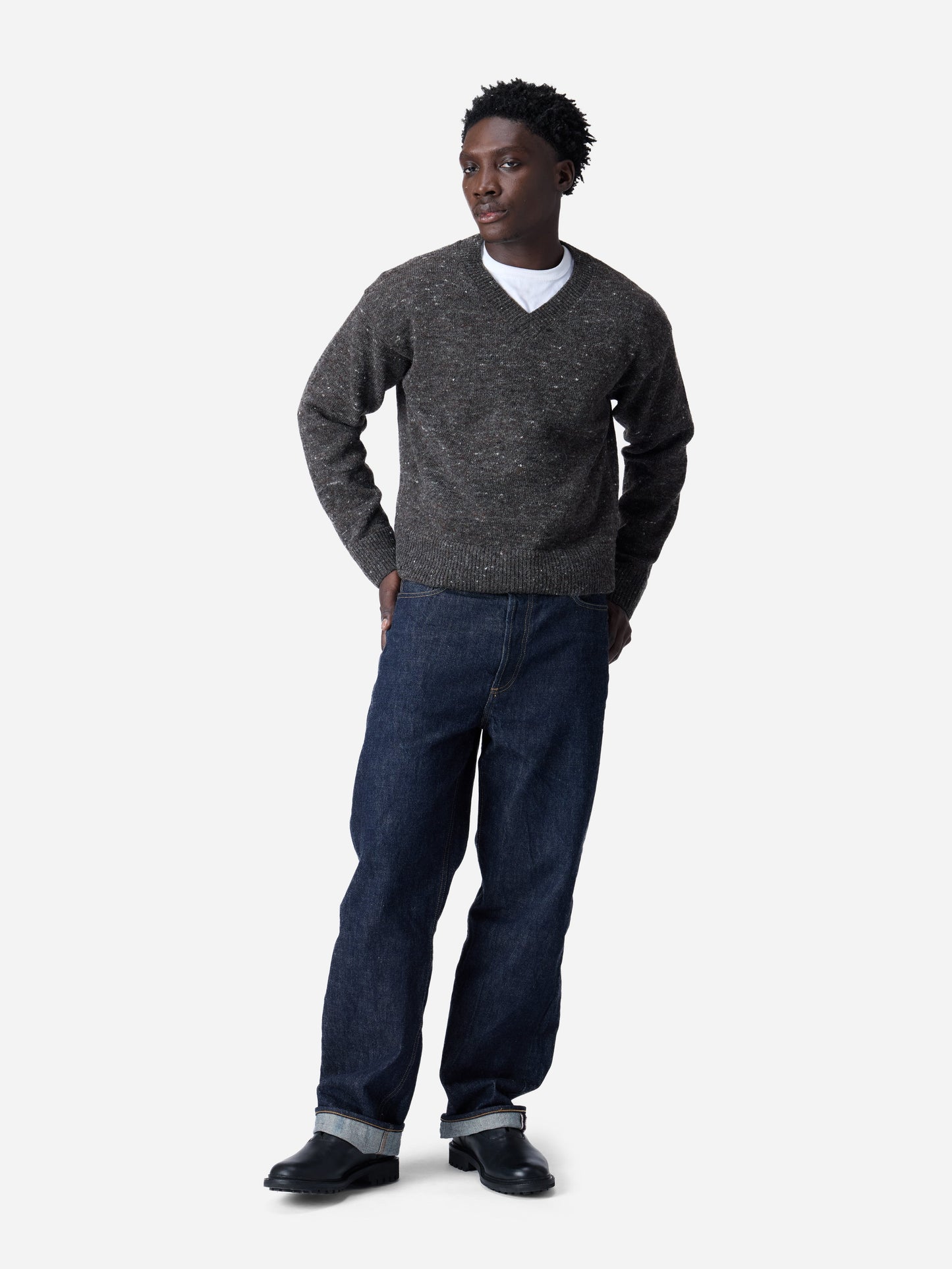 V-Neck Sweater Pewter Tweed