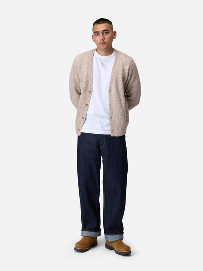 V-Neck Cardigan Khaki Boucle Alpaca