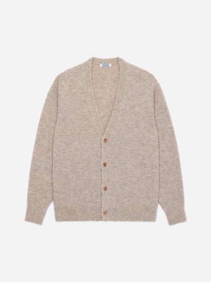 V-Neck Cardigan Khaki Boucle Alpaca